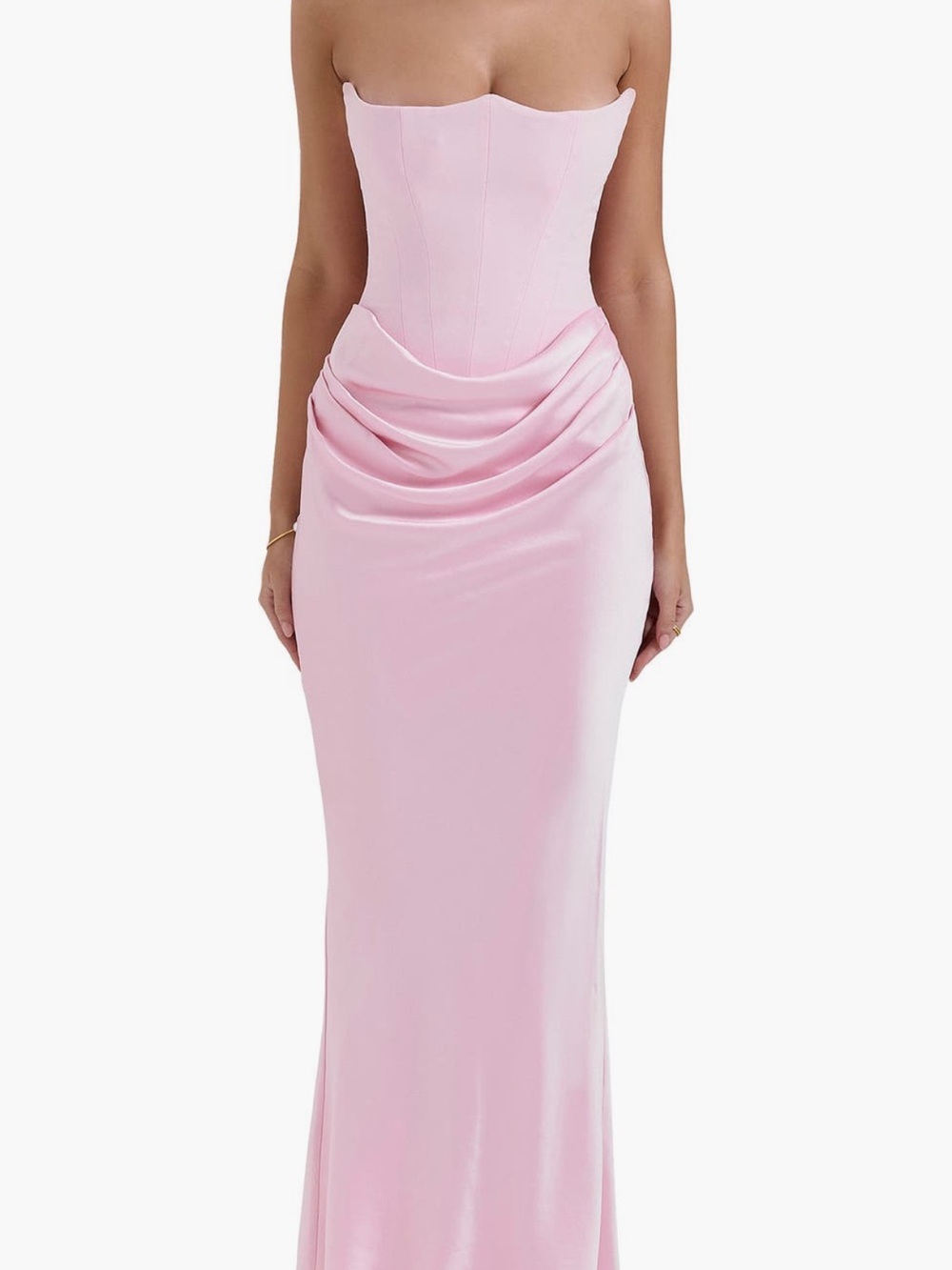 House of CB Persephone Pale Pink Strapless Drape Corset Gown - Picture 1 of 4